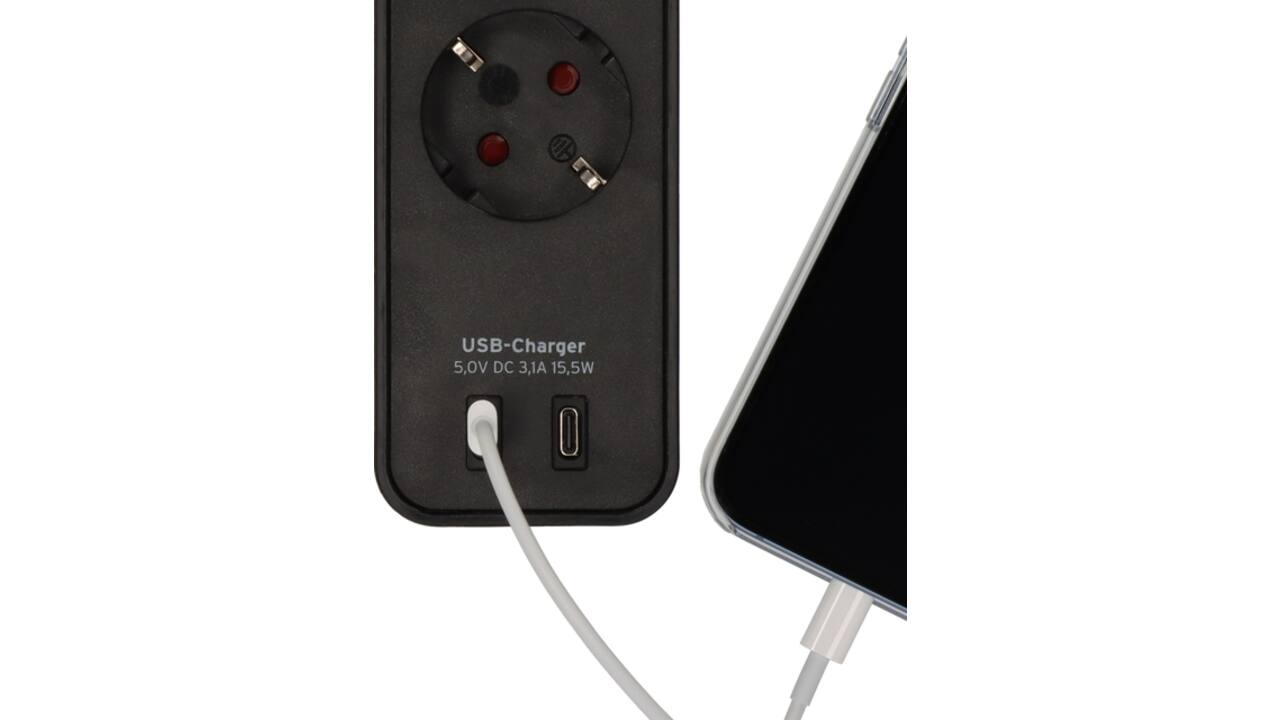 Stekkerdoos Brennenstuhl Ecolor 4vdig incl 2 USB C 1.5m zwart