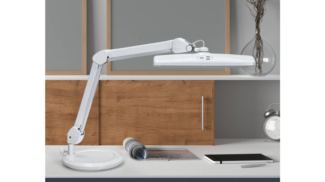 Werkpleklamp MAUL Intro LED dimbaar op voet wit