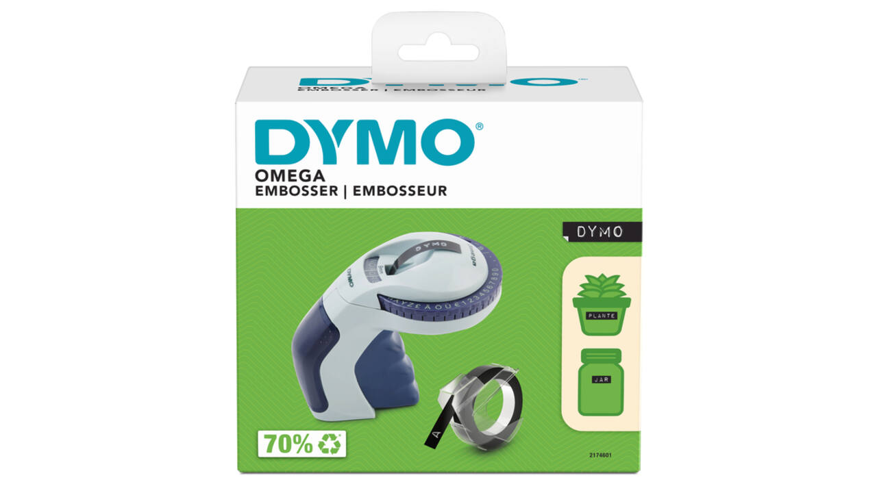 Lettertang Dymo Omega embossing blauw
