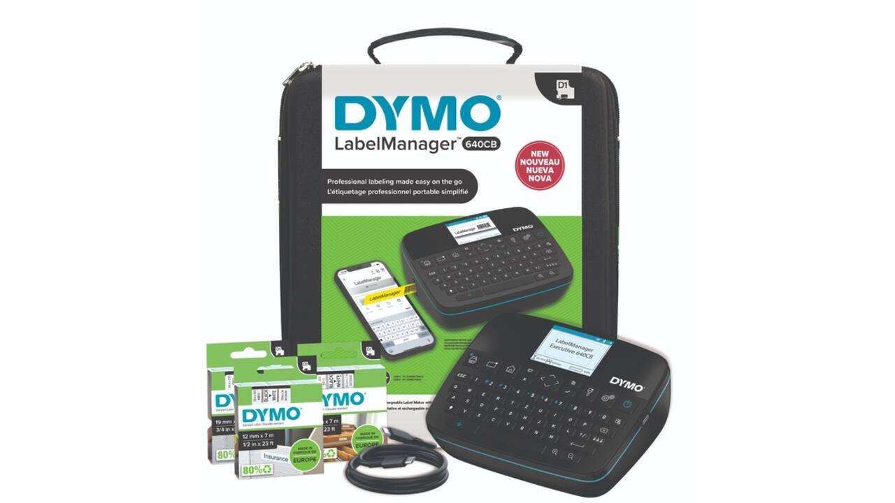 Labelprinter Dymo LabelManager Executive 640CB draagbaar qwerty 24mm zwart in koffer