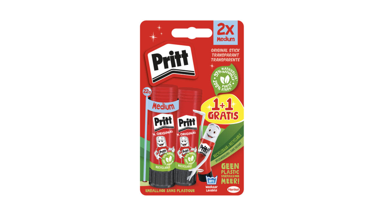 Lijmstift Pritt Stick Original 22gr blister à 1 + 1 stuk gratis Promo