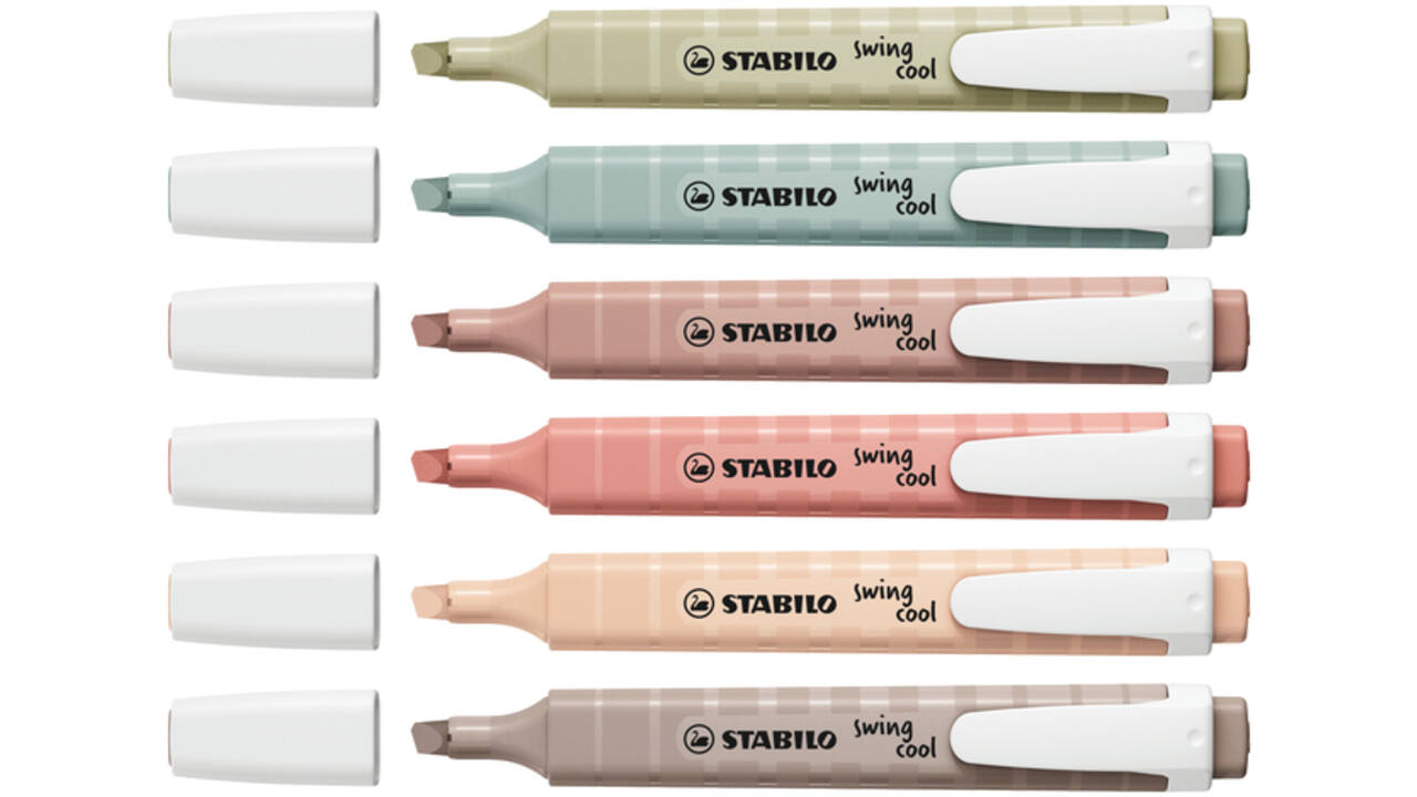 Markeerstift STABILO Swing cool nature colors assorti 6 stuks