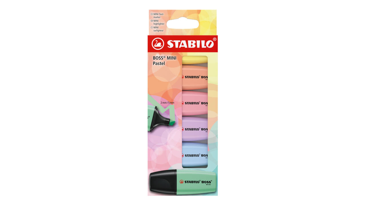 Markeerstift STABILO BOSS mini pastel assorti 6 stuks