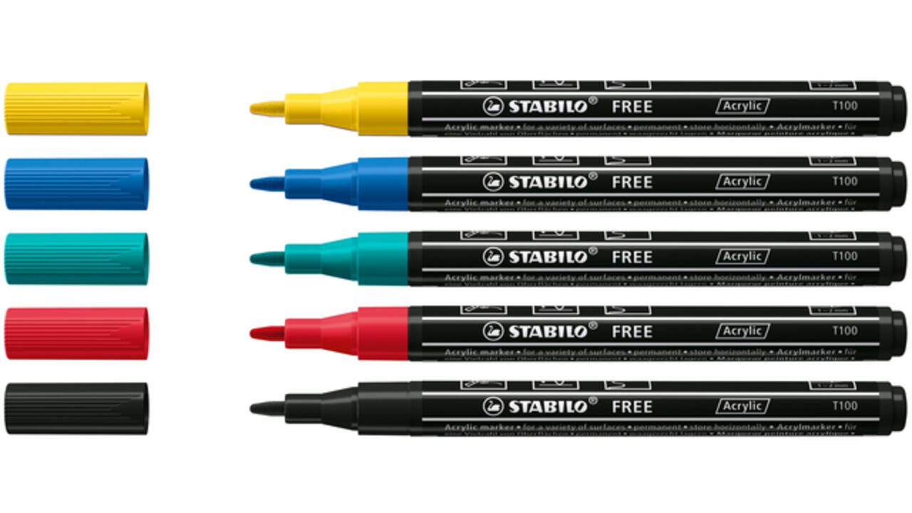 Acrylmarker STABILO  Free Acrylic T100 Royal assorti 5 stuks