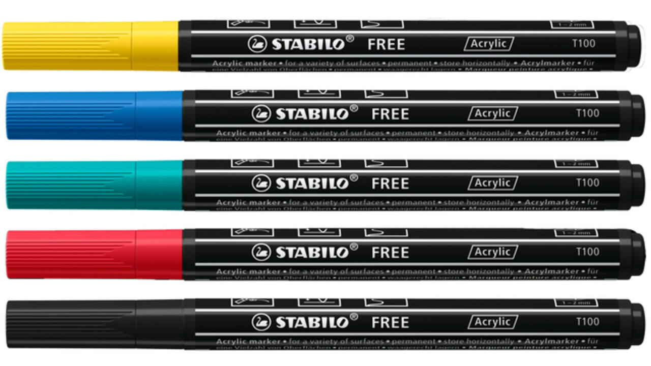 Acrylmarker STABILO  Free Acrylic T100 Royal assorti 5 stuks