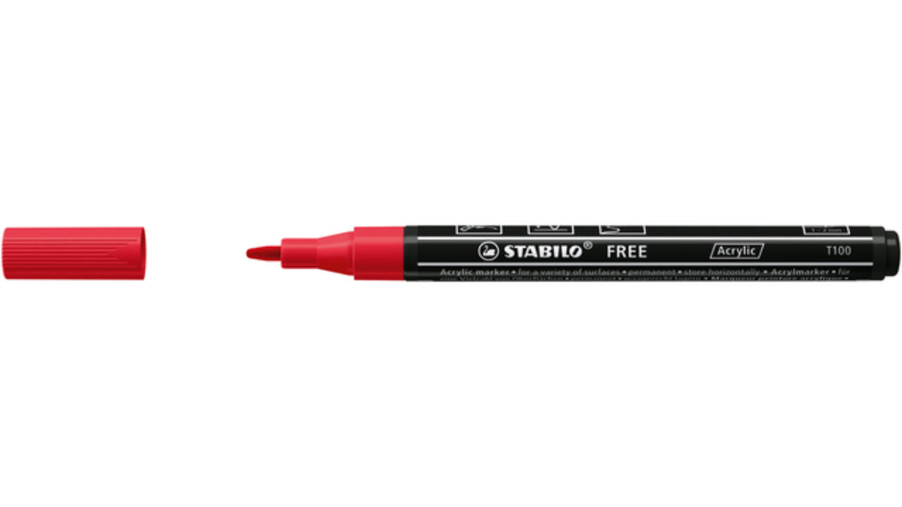 Acrylmarker STABILO  Free Acrylic T100 karmijnrood