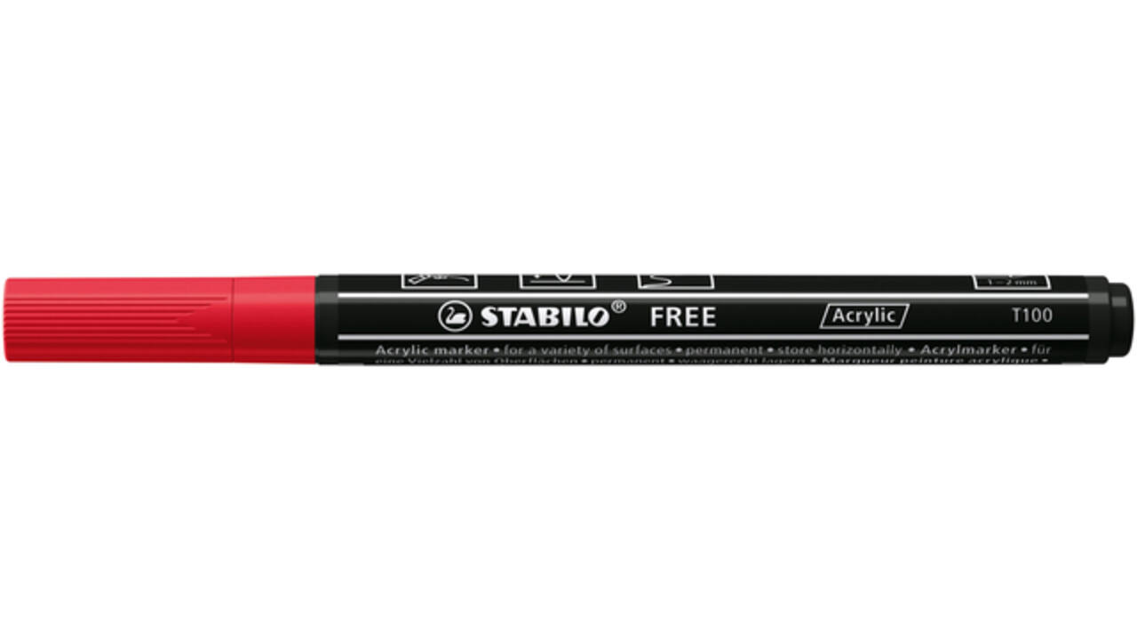 Acrylmarker STABILO  Free Acrylic T100 karmijnrood