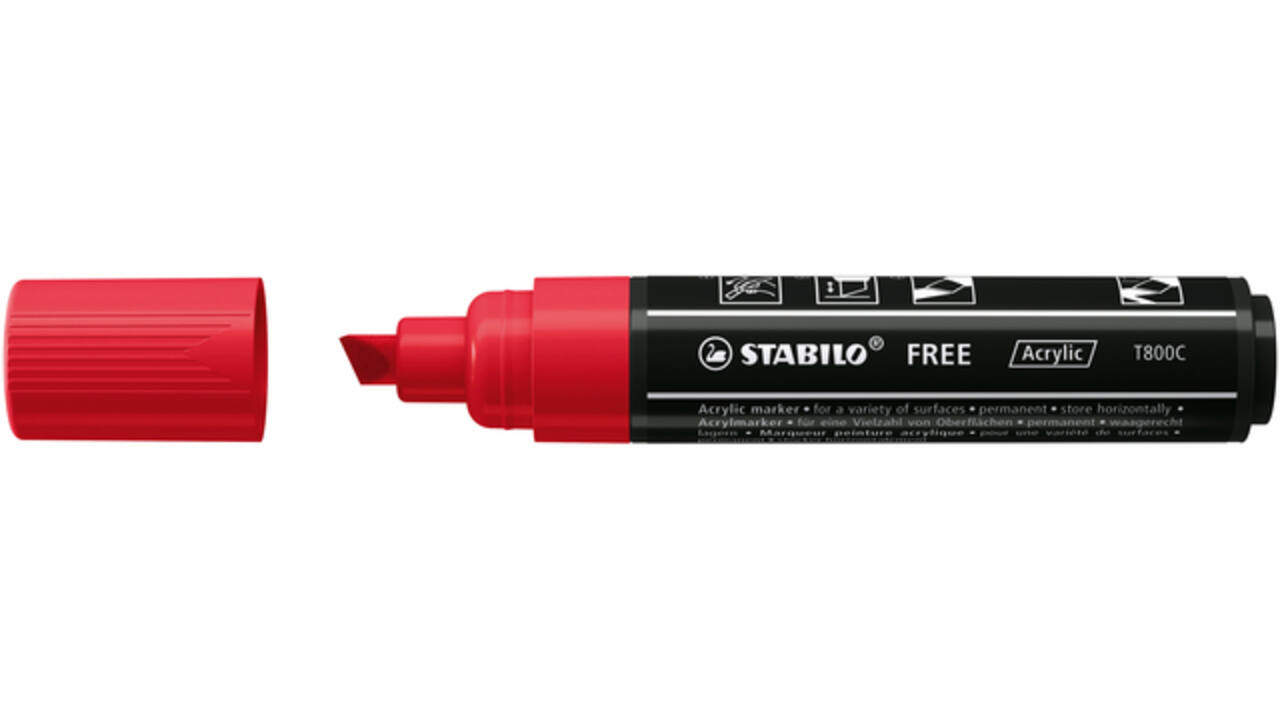 Acrylmarker STABILO  Free Acrylic T800C karmijnrood