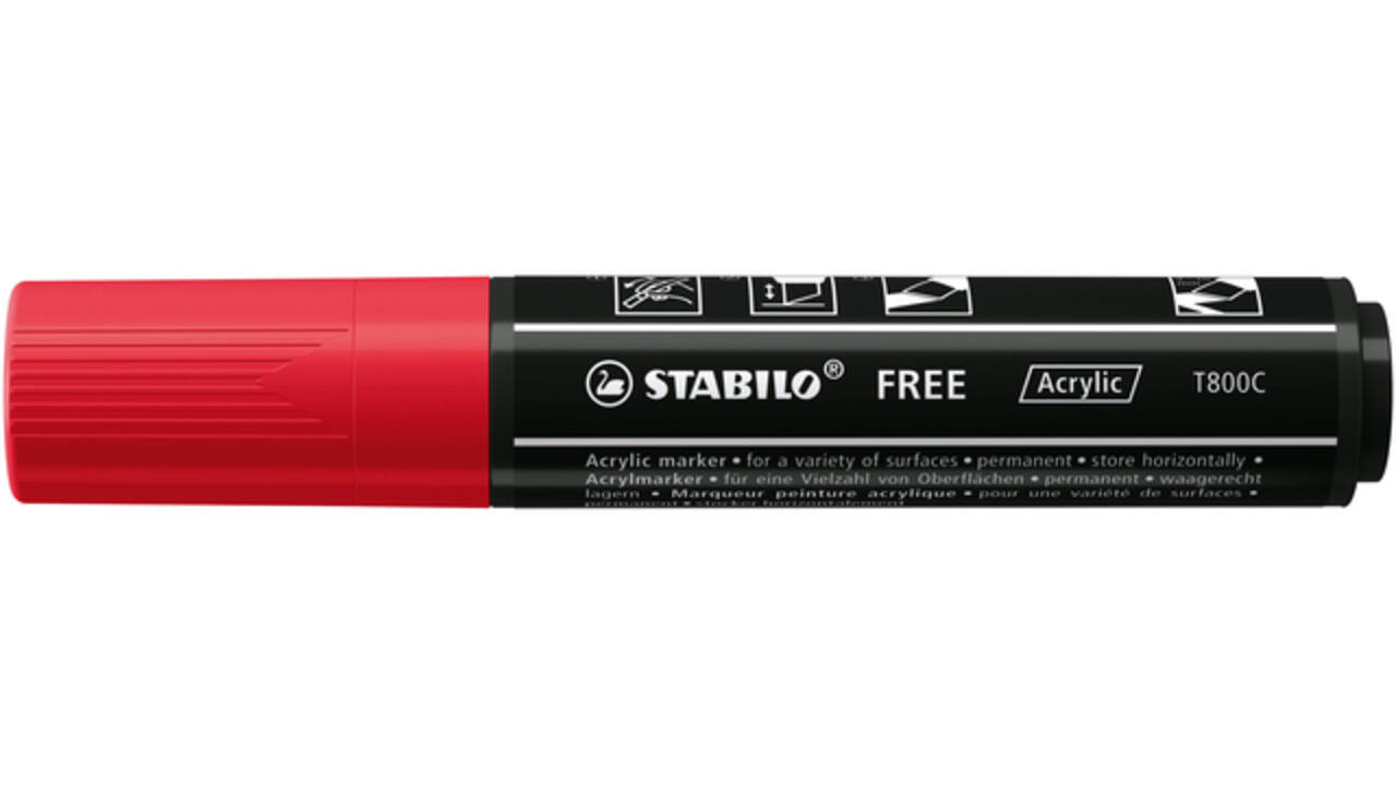Acrylmarker STABILO  Free Acrylic T800C karmijnrood
