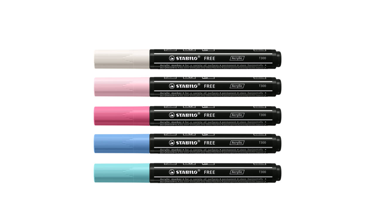 Acrylmarker STABILO  Free Acrylic T300 Candy assorti 5 stuks