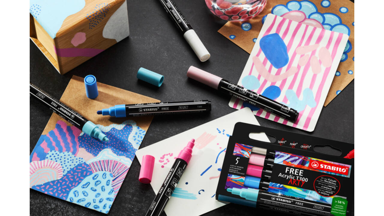 Acrylmarker STABILO  Free Acrylic T300 Candy assorti 5 stuks