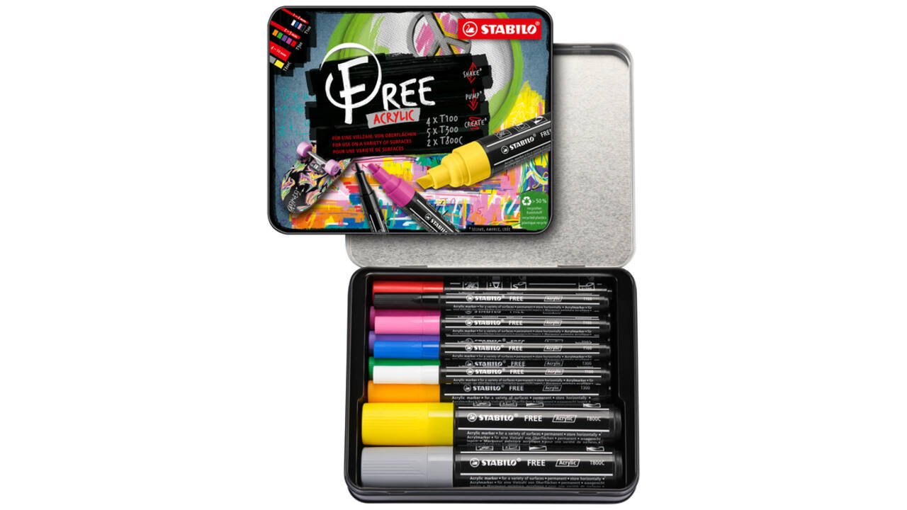Acrylmarker STABILO  Free Acrylic Starter Kit assorti 11 stuks