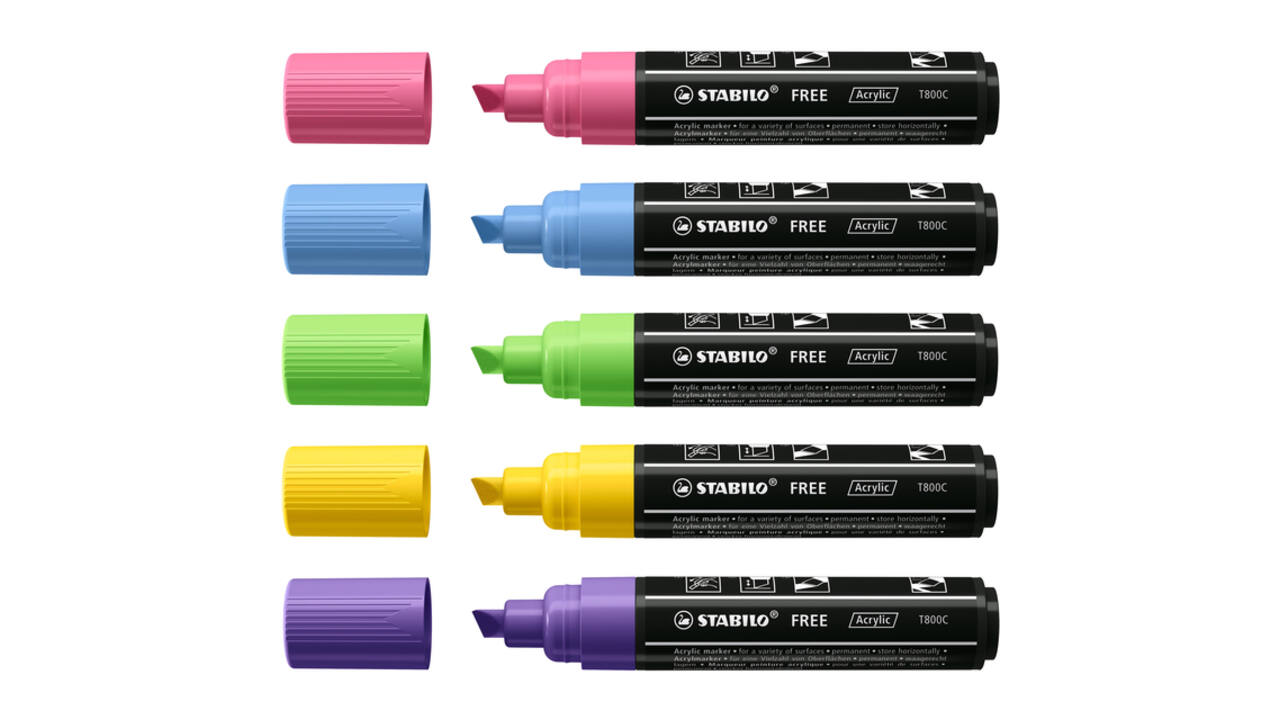 Acrylmarker STABILO  Free Acrylic T800C Seaside assorti 5 stuks
