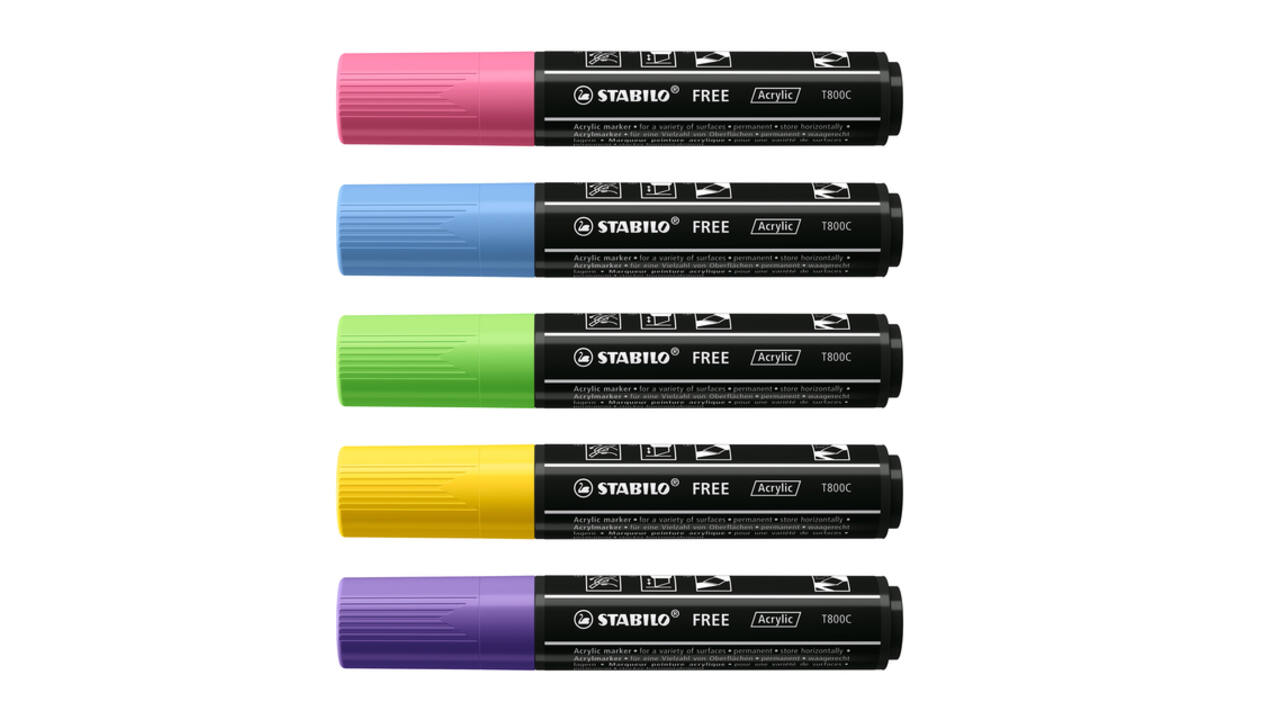 Acrylmarker STABILO  Free Acrylic T800C Seaside assorti 5 stuks