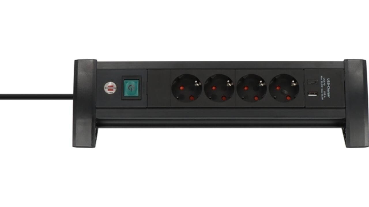 Stekkerdoos Brennenstuhl Premium 4 voudig USB C PD en USB A zwart