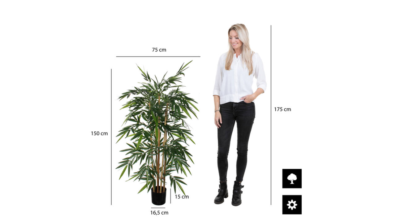 Kunstplant Mica Bamboe in plastic pot 150x75cm