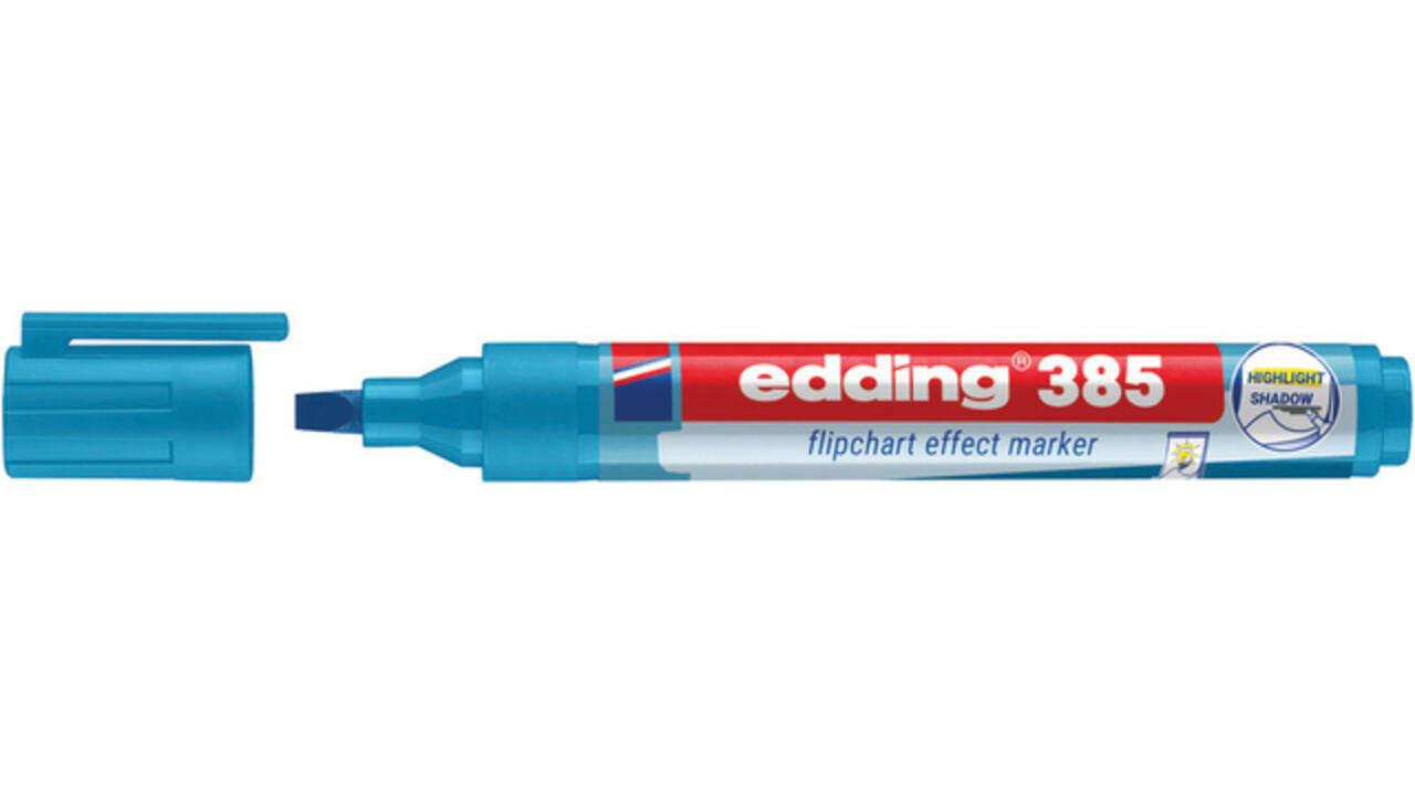 Viltstift edding 385 flipover penseelpunt lichtblauw