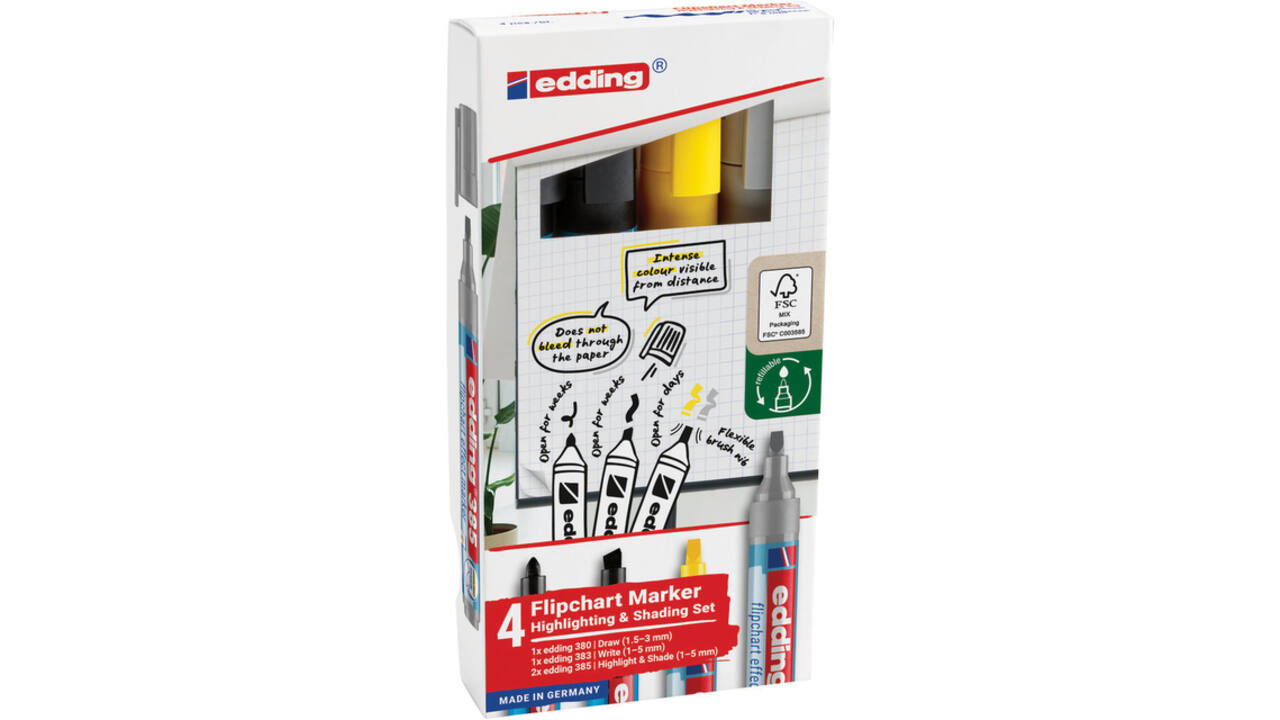 Viltstift edding 385 flipover incl 380 - 383  assorti 4 stuks