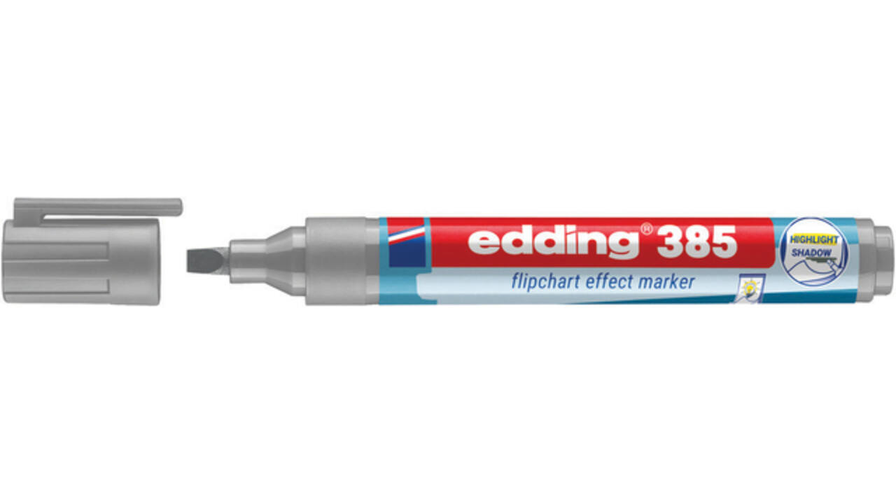 Viltstift edding 385 flipover penseelpunt zilvergrijs