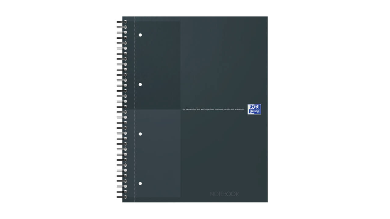 Spiraalblok Oxford International Notebook A4+ lijn 160 pagina's zwart