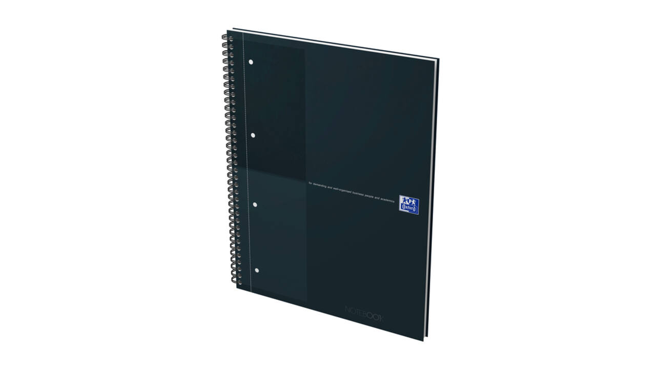 Spiraalblok Oxford International Notebook A4+ lijn 160 pagina's zwart
