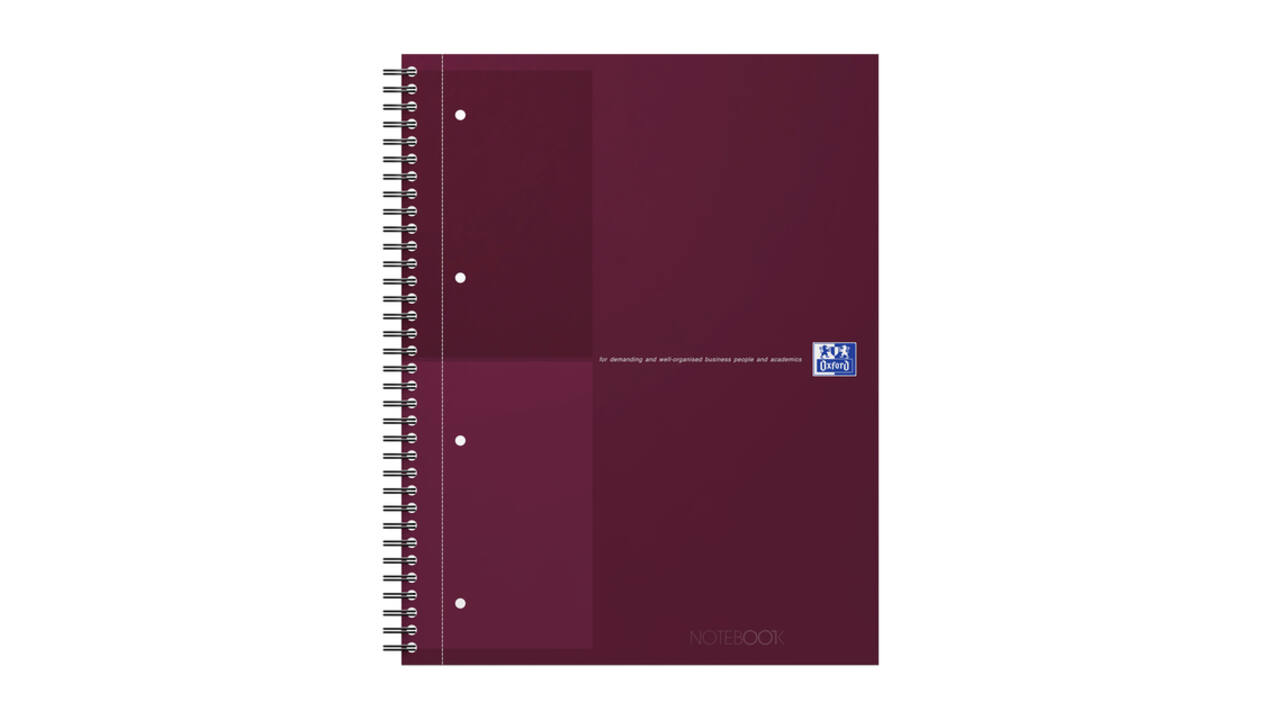 Spiraalblok Oxford International Notebook A4+ lijn 160 pagina's rood