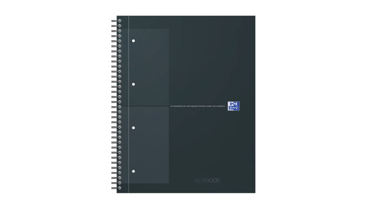 Spiraalblok Oxford International Notebook A4+ ruit 5X5mm 160 pagina's zwart