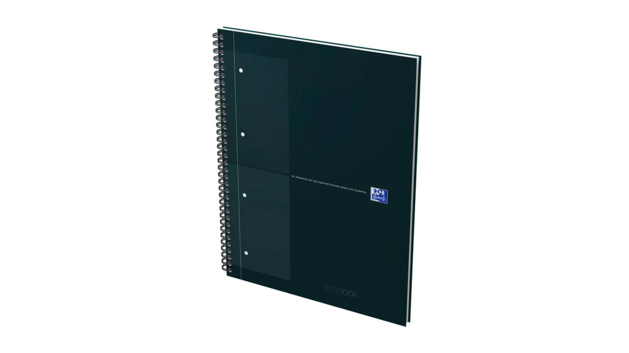 Spiraalblok Oxford International Notebook A4+ ruit 5X5mm 160 pagina's zwart