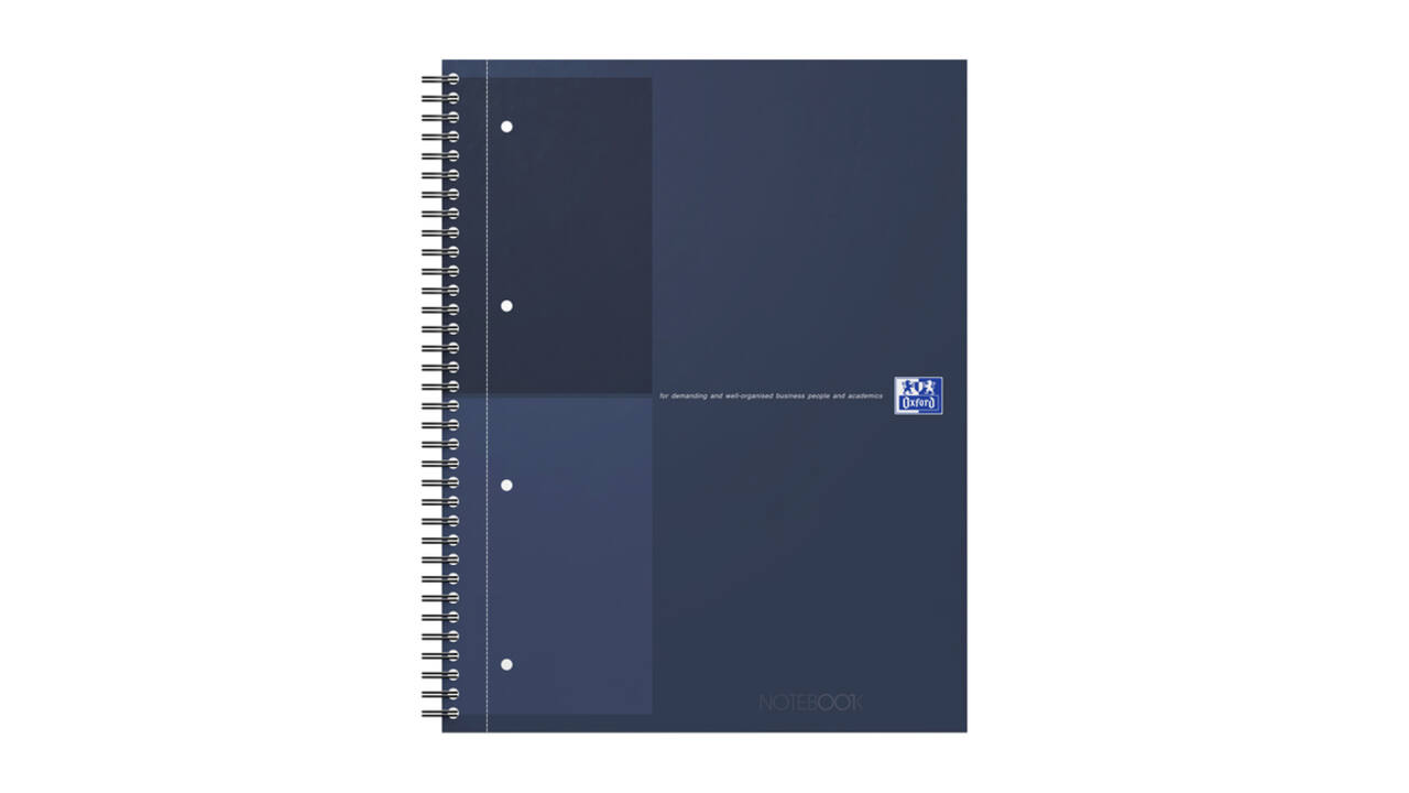Spiraalblok Oxford International Notebook A4+ lijn 160 pagina's blauw