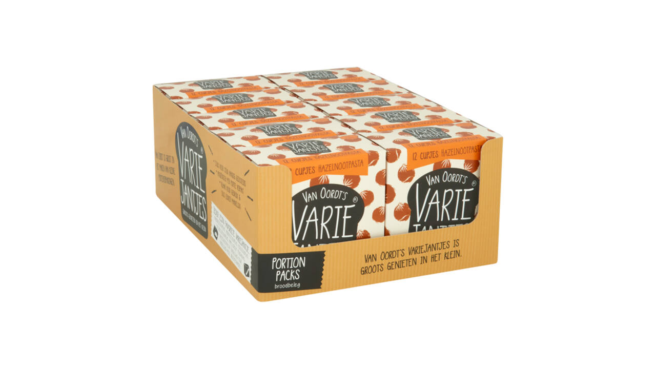 Hazelnootpasta VarieJantjes 12x15 gram cupjes