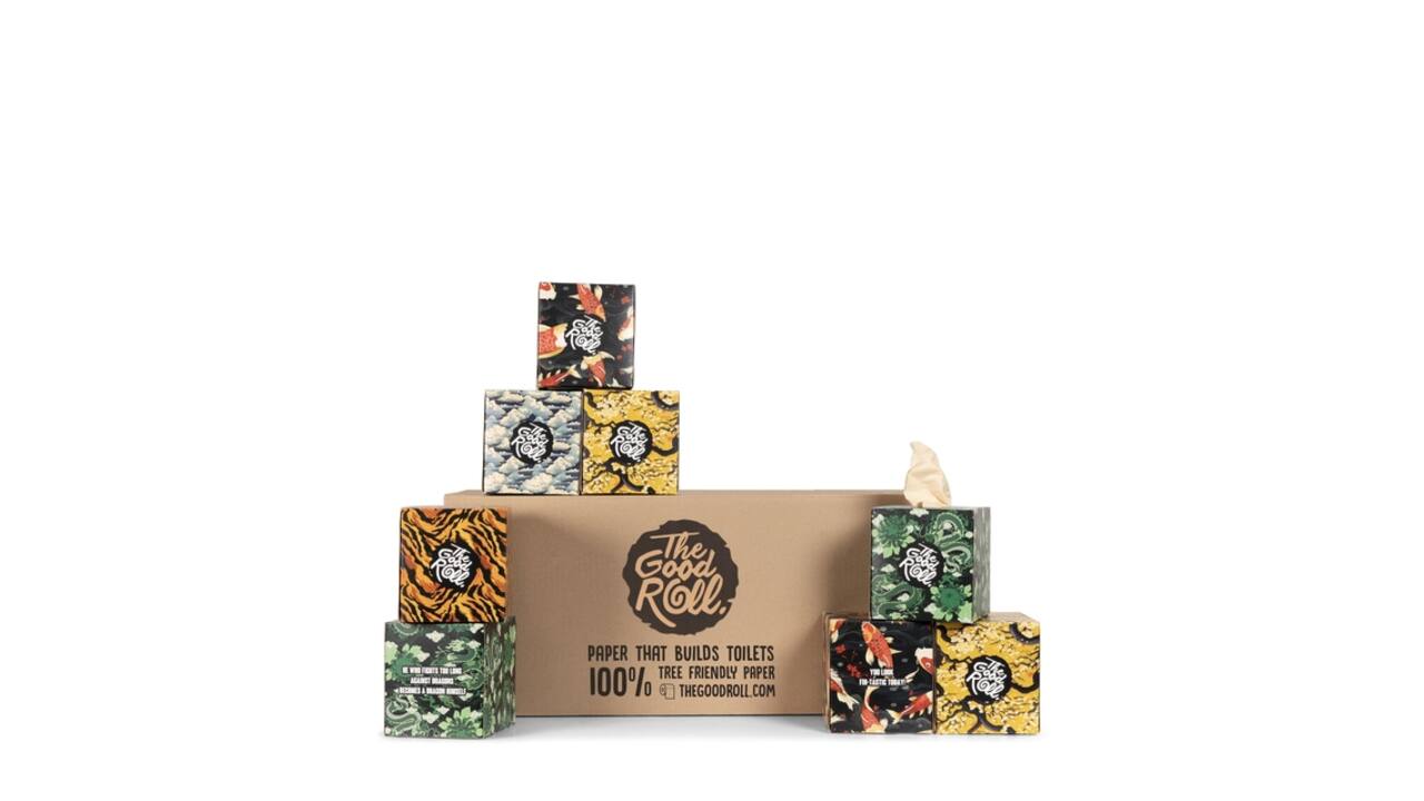 Facial tissues The Good Roll The Happy Tissue bamboe 3-laags 20x60 vel naturel