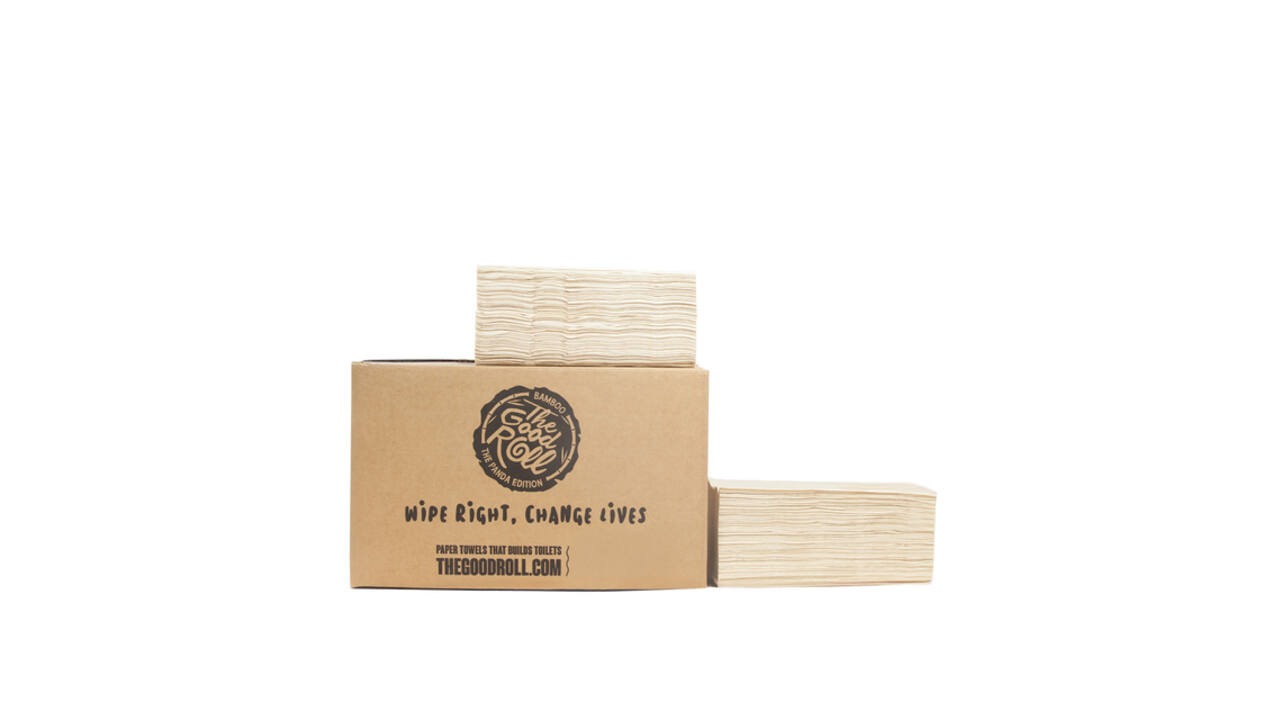 Handdoek The Good Roll bamboe z-vouw 2-laags 230x210mm 20x200 vel naturel