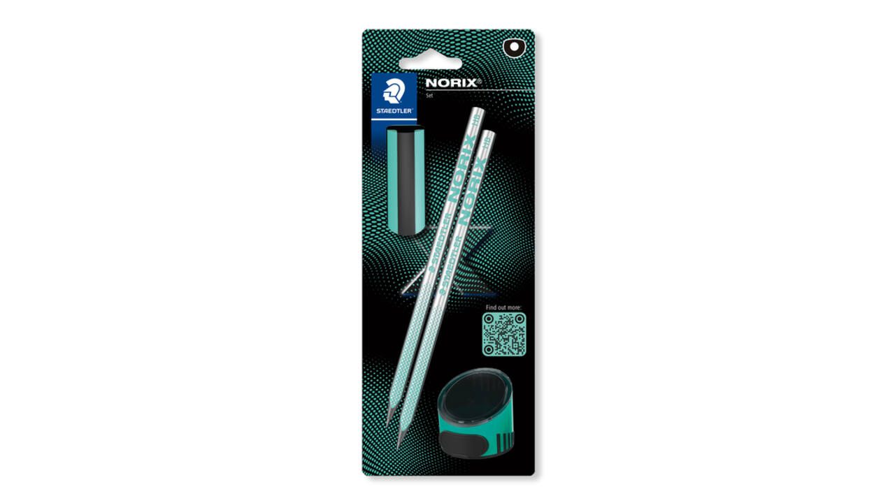Potlood Staedtler Norix HB zwart-groen blister à 2 stuks