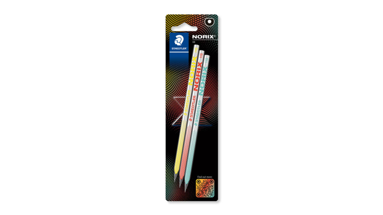 Potlood Staedtler Norix HB assorti blister à 3 stuks