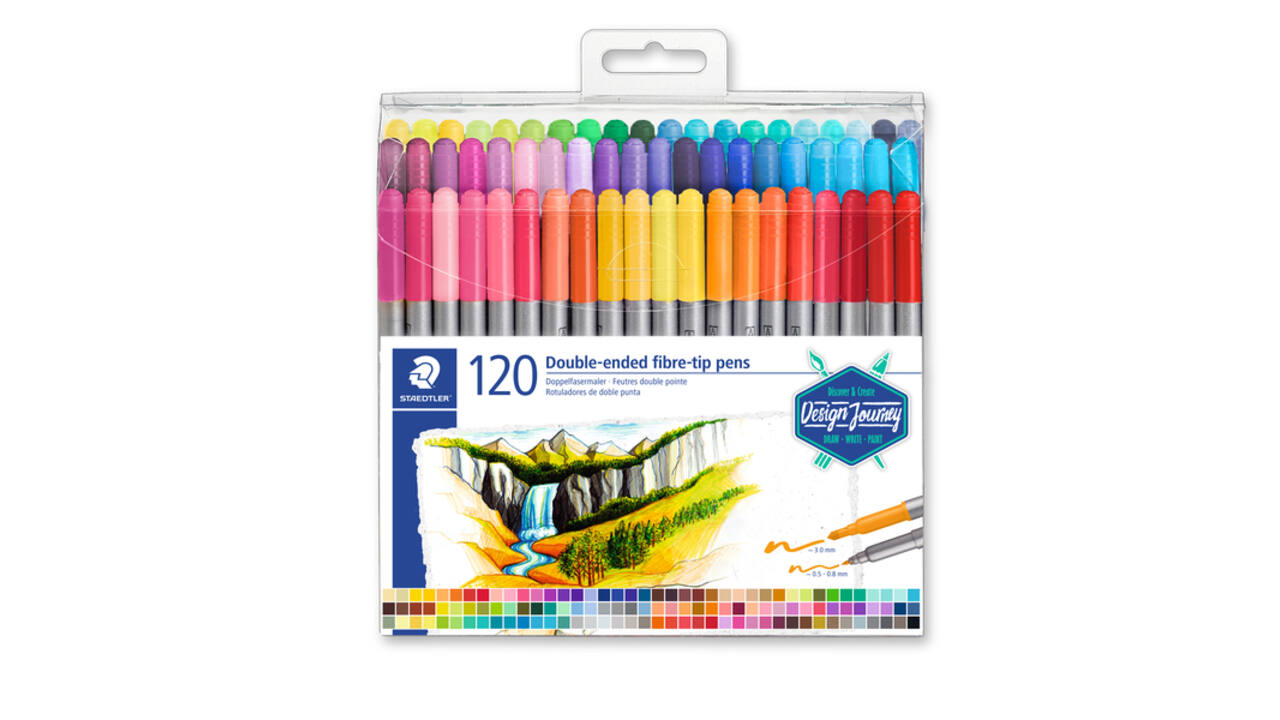 Kleurstift Staedtler 3200 dubbele punt fijn en ultrafijn assorti 120st