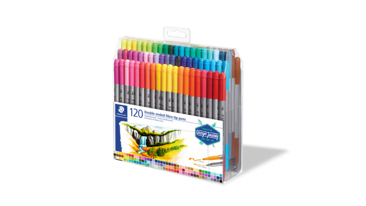 Kleurstift Staedtler 3200 dubbele punt fijn en ultrafijn assorti 120st