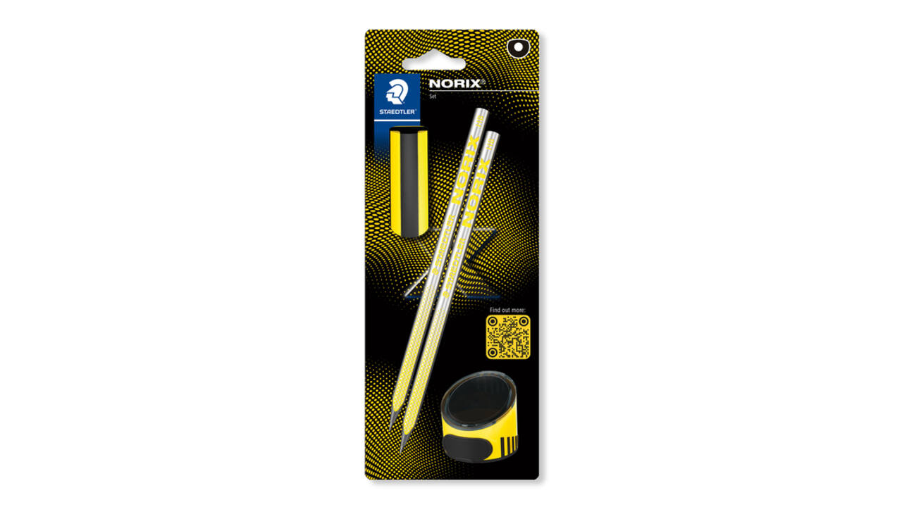 Potlood Staedtler Norix HB zwart-geel blister à 2 stuks