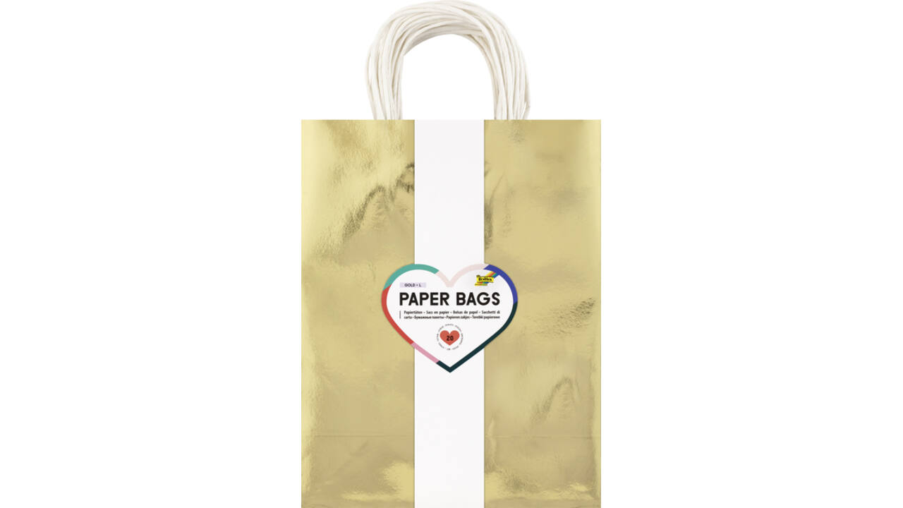 Cadeautas Folia goud kraft 24x31x12cm 20 stuks