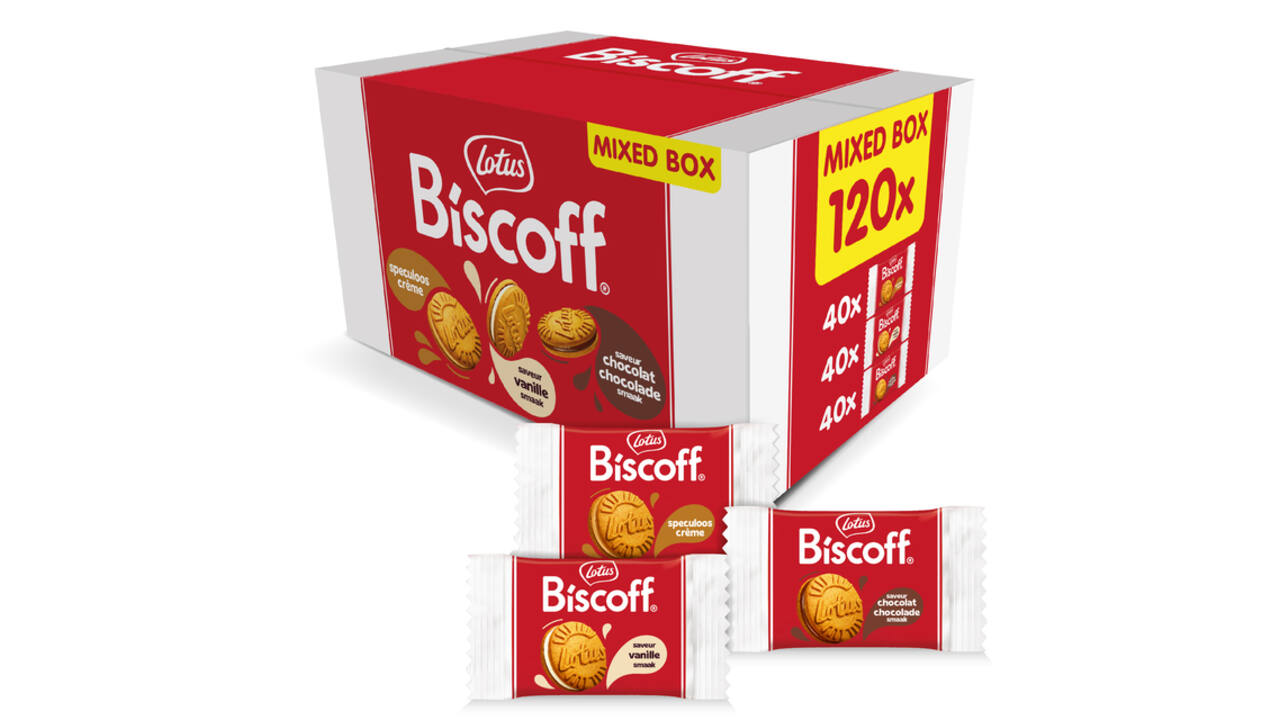 Koekjes Lotus Biscoff sandwich mix doos 120 stuks