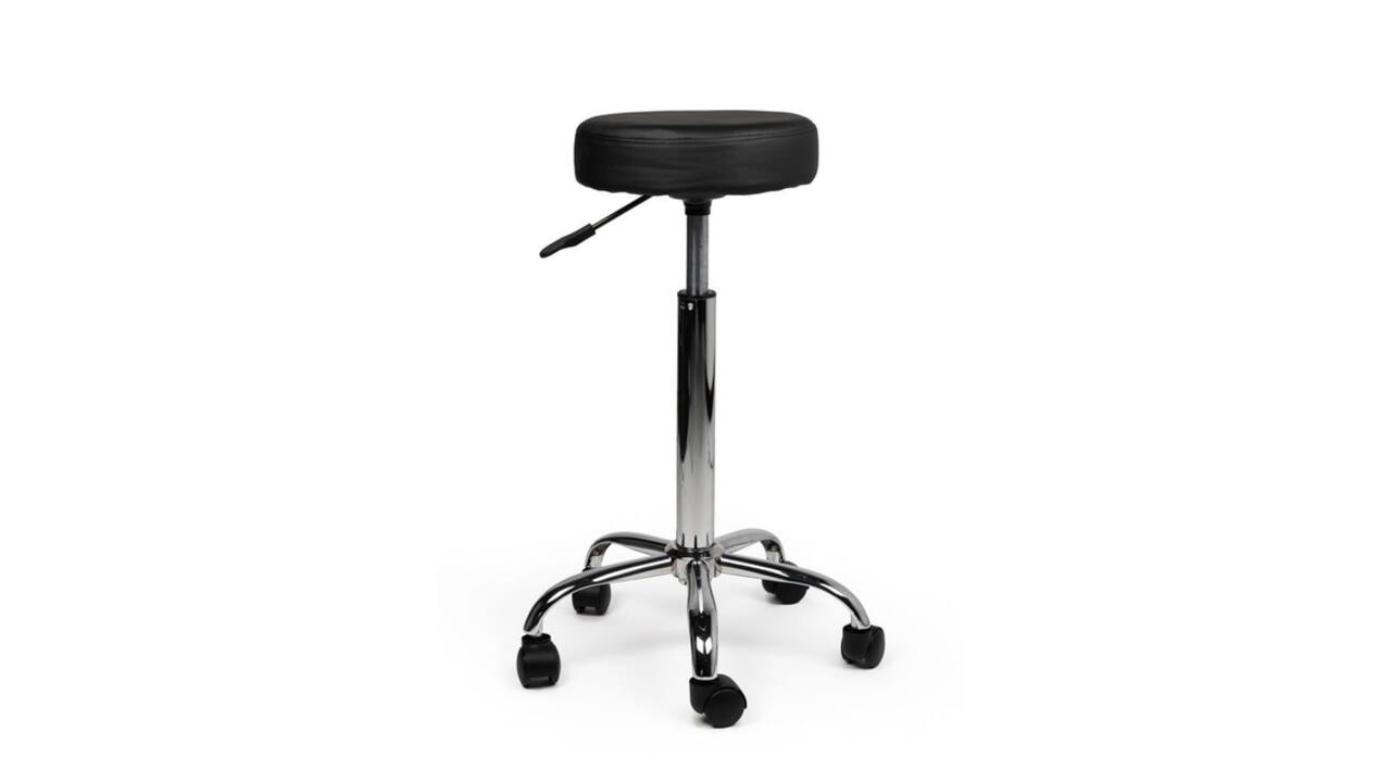 Tabouret kruk Office hoog met gasveer harde wielen zw
