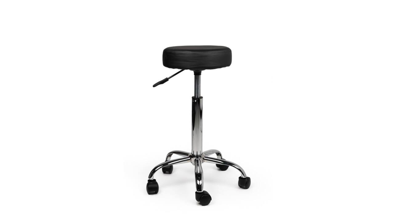 Tabouret kruk Office standaard met gasveer harde wielen zw