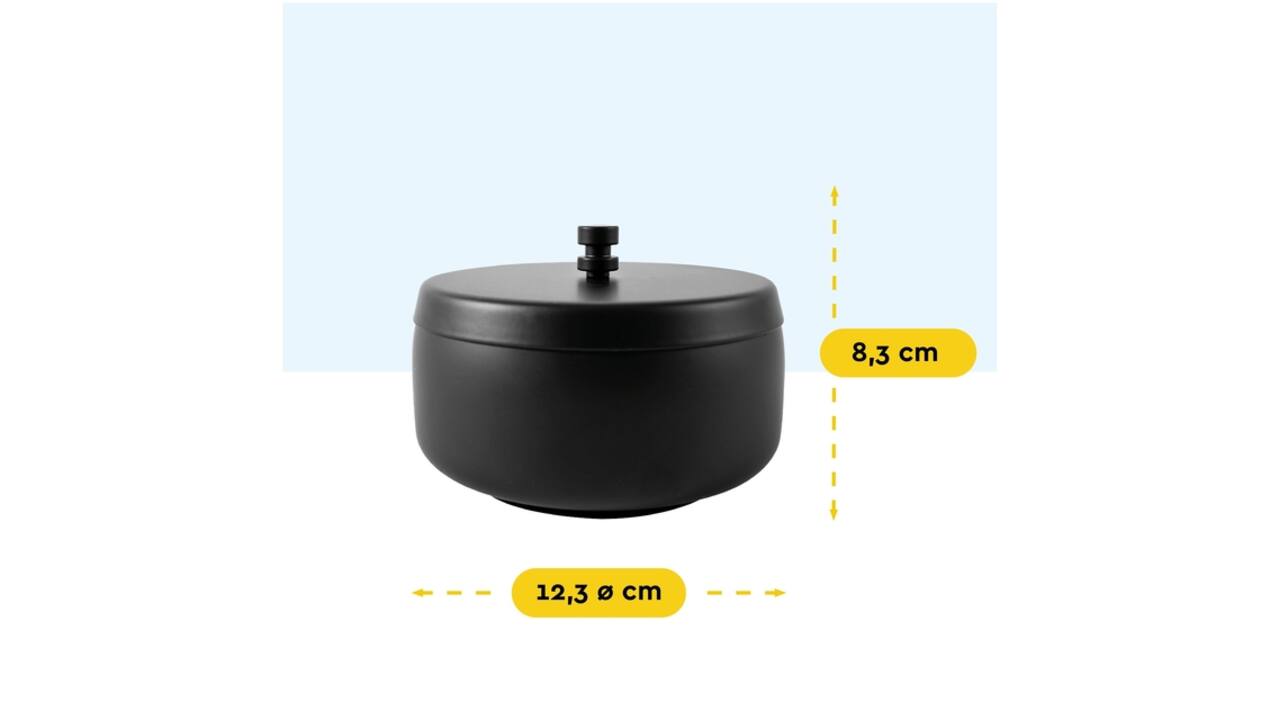 Asbak BRASQ tafelmodel 1 liter met deksel AT700 zwart