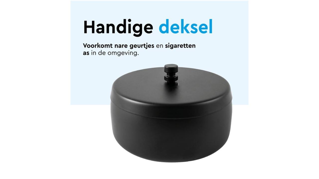 Asbak BRASQ tafelmodel 1 liter met deksel AT700 zwart