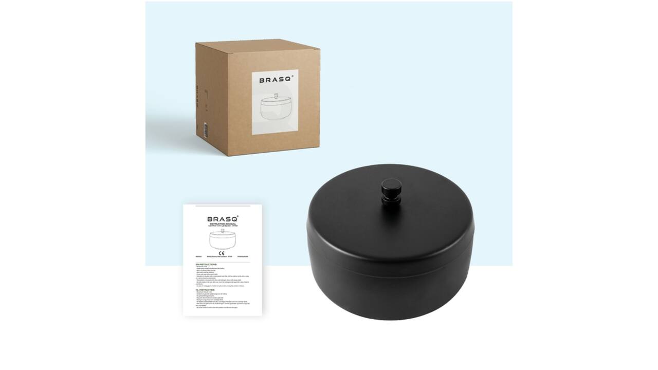 Asbak BRASQ tafelmodel 1 liter met deksel AT700 zwart