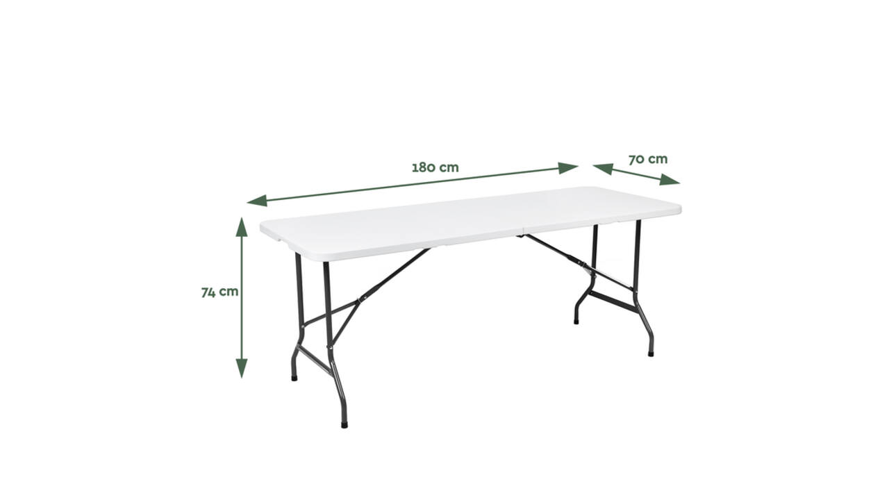 Vouwtafel BRASQ 180x70x74cm FT180 wit