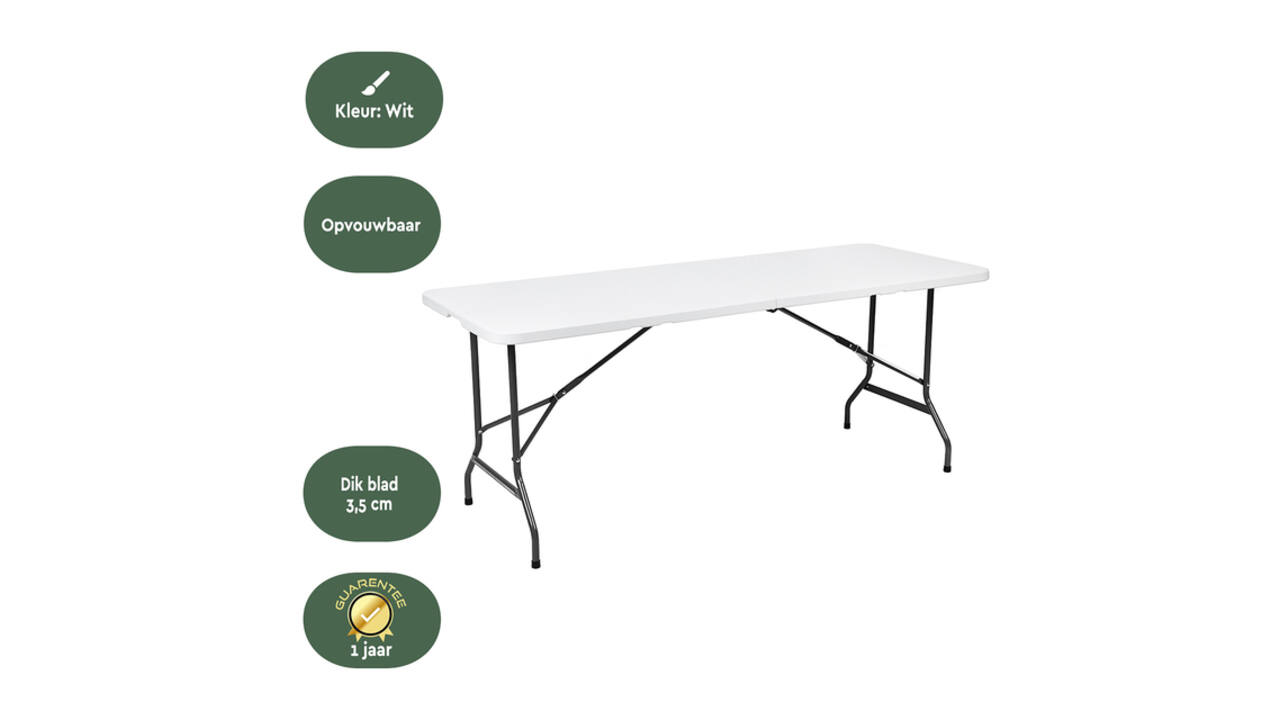 Vouwtafel BRASQ 180x70x74cm FT180 wit