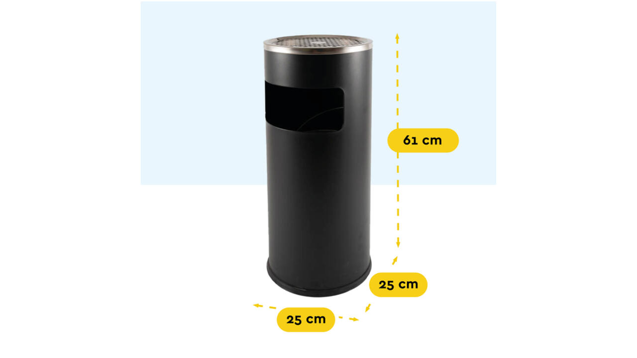 Afvalbak met asbak BRASQ 11 liter AT500 zwart