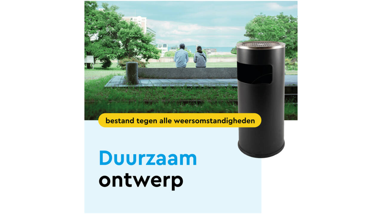 Afvalbak met asbak BRASQ 11 liter AT500 zwart