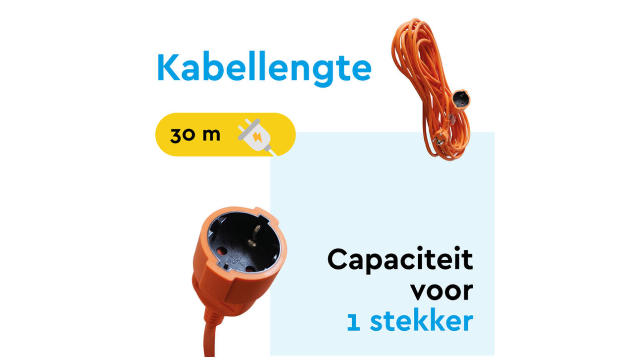 Verlengkabel BRASQ 30m oranje