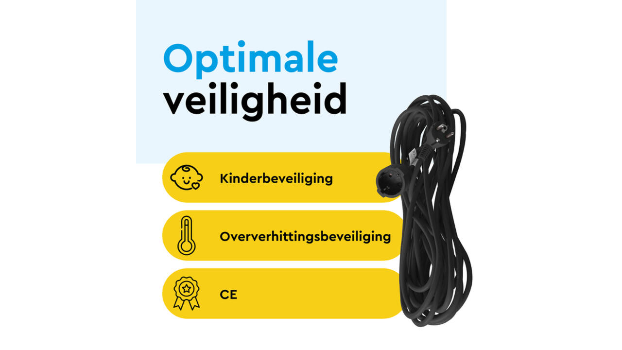 Verlengkabel BRASQ 20m zwart